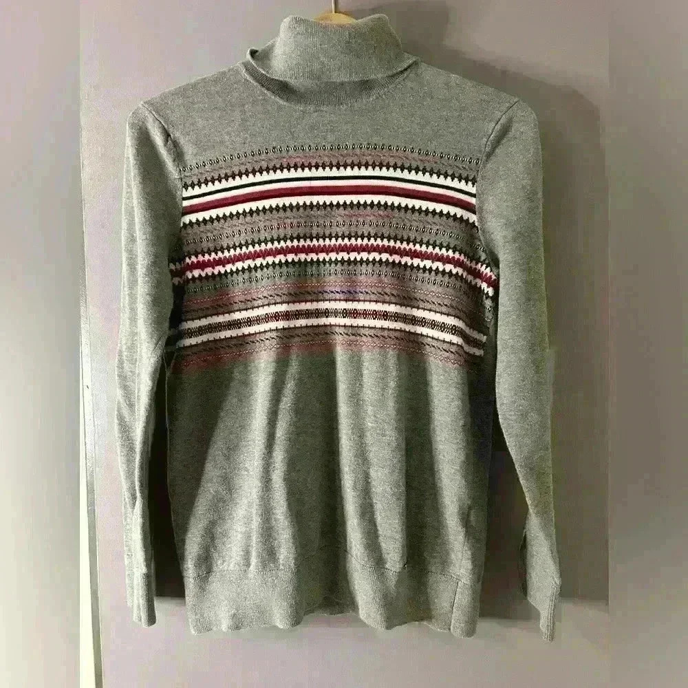 Tommy Hilfiger Stella Fair Isle Cotton Sweater Size large